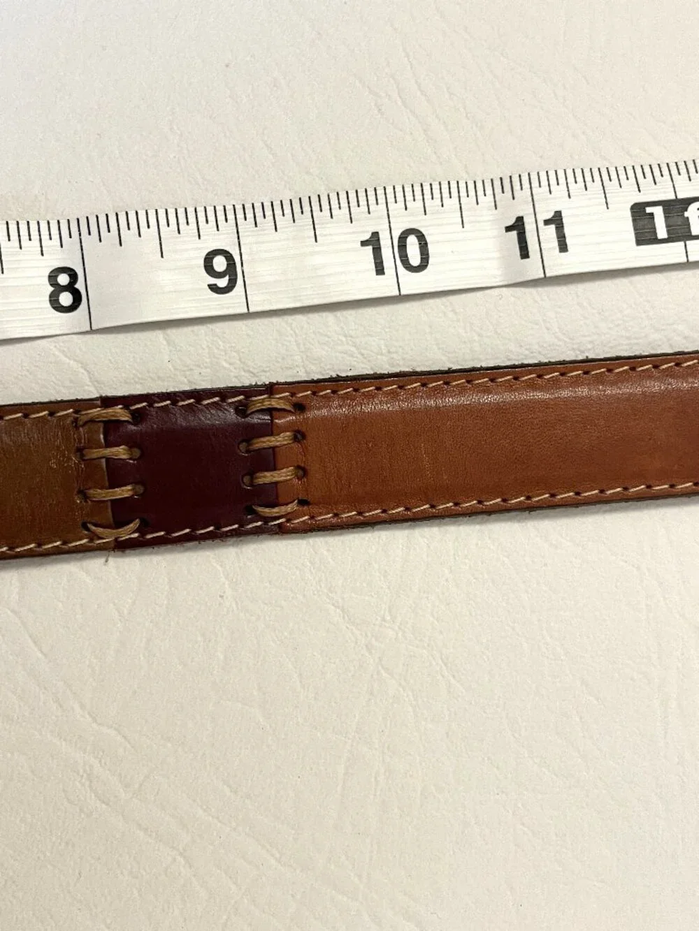 Vintage Fossil Leather Belt Women's Large Brown Patchwork  BT1411 Colorblock Y2K